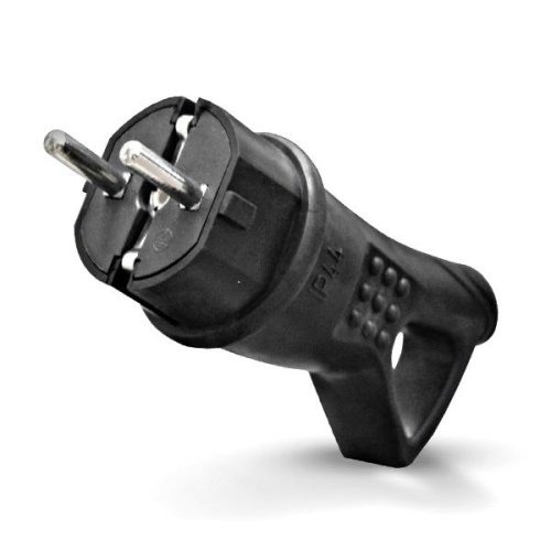 Вилка электрическая с заземлением угловая UNIVersal 0003 16А черный  картинка 